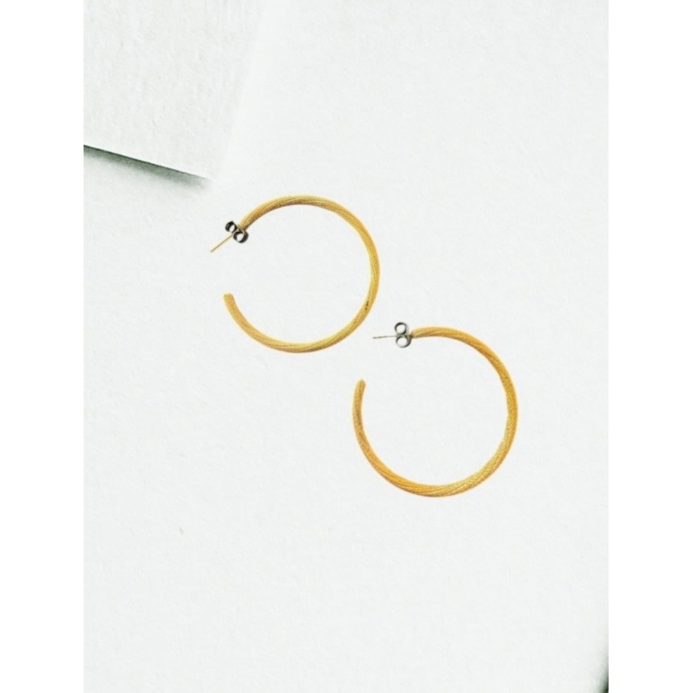 Unbranded Hoop Earrings Women OS Gold GUC Textured Mesh Thin 1.5 Inch C-Hoops